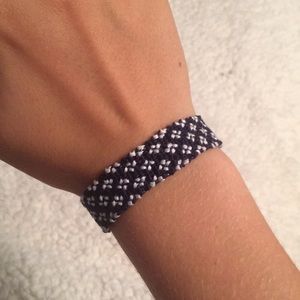Navy Blue and White Patterned Friendship Bracelet